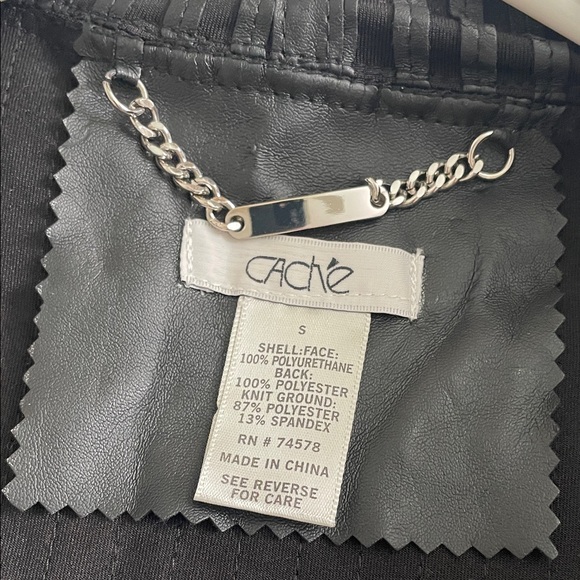 Cache Black faux leather Striped Jacket - Picture 7 of 15